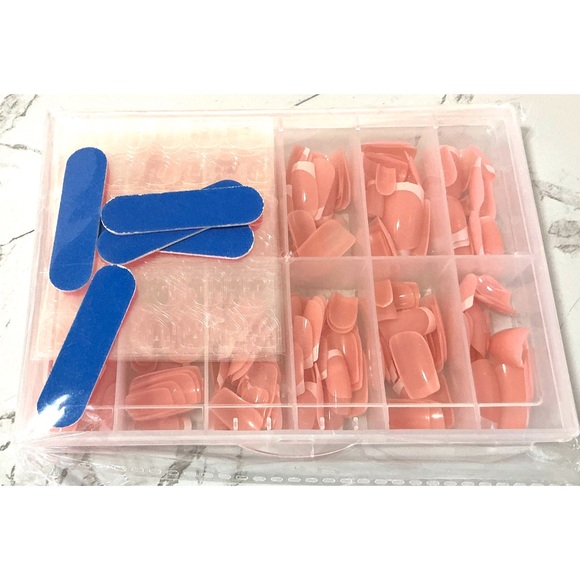 288 Piece Medium Length Peach Shade French Tips Fake Nails NEW in Package - Picture 5 of 5